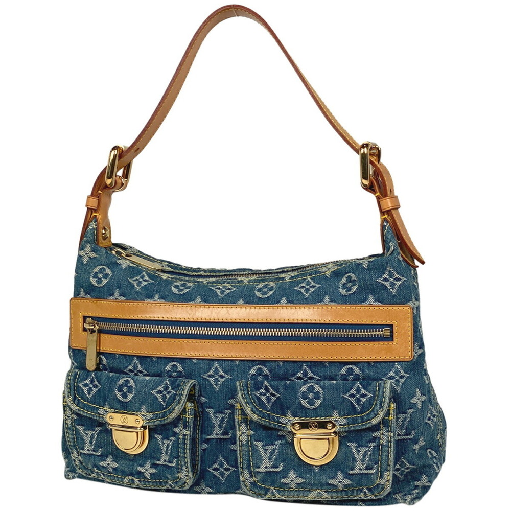 Louis Vuitton Baggy Shoulder Bag Hobo Handbag Monogram Denim Blue